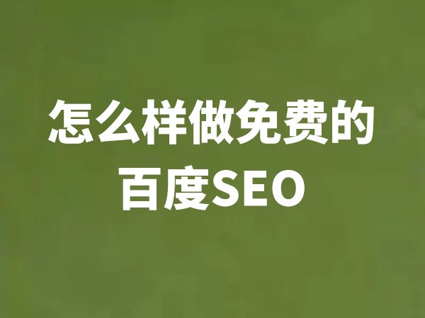 怎么樣做免費(fèi)的百度seo